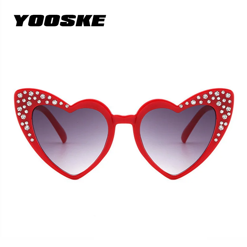 YOOSKE детские солнцезащитные очки детские Стразы в форме сердца солнцезащитные очки для девочек милые кошачий глаз очки UV400 очки подарок для ребенка