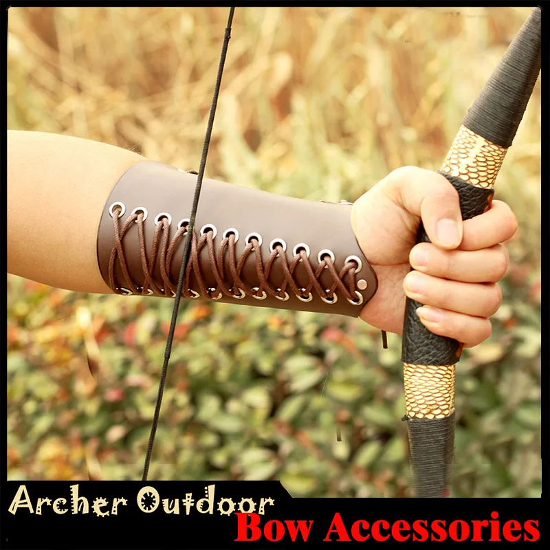 

Archery Arm Guard Protector Gear Black Brown Lace-up Cow Leather Tarditional Compound Recurve Bow Hunting Accessories Protection