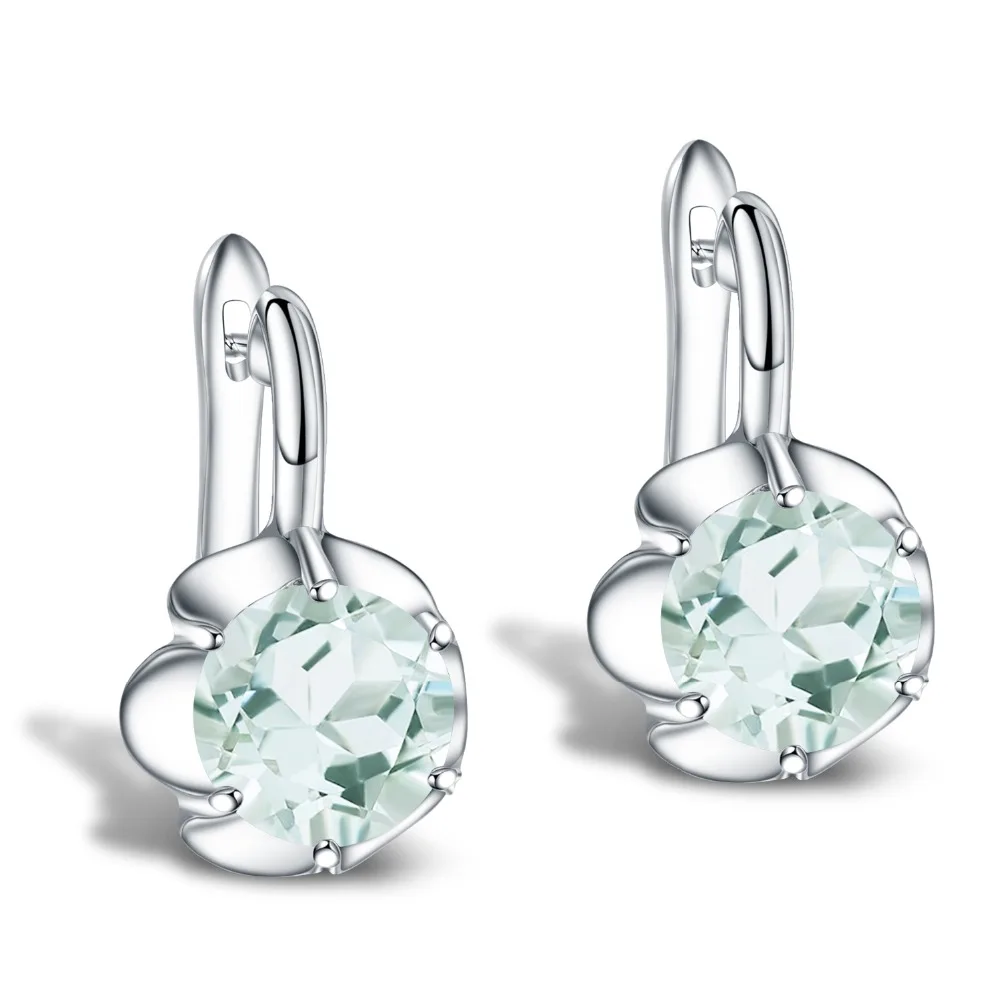 

GEM'S BALLET 5.47Ct Natural Green Amethyst Stud Earrings 925 Sterling Silver Gemstone Earrings For Women Wedding Fine Jewelry