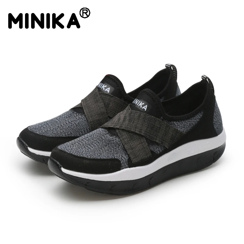 Minika/женские кроссовки на платформе танкетке для фитнеса Воздухопроницаемый