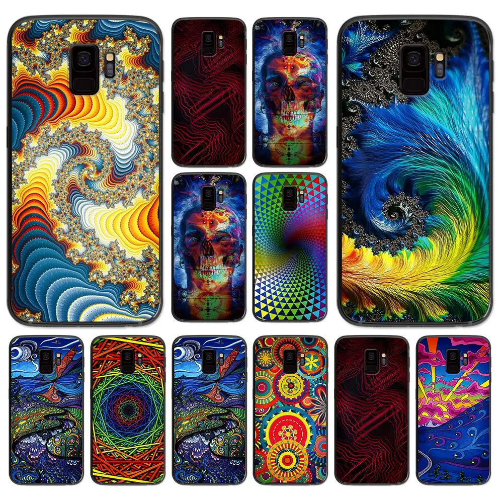 

Colorful abstract cat line art for Samsung Galaxy A5 A6 A7 A8 A9 2017 2018 2019 Plus 2018 M10 M20 M30 Soft black phone case