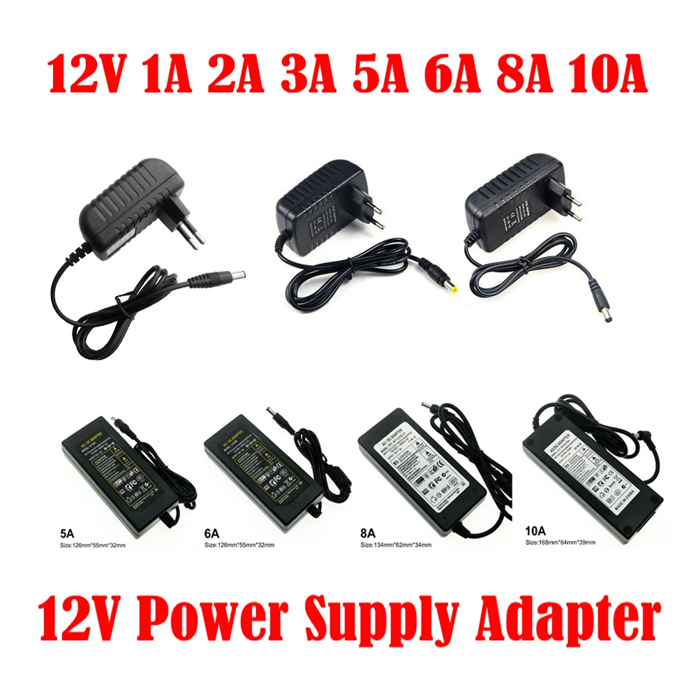12V 1A 2A 3A 5A 6A 8A 10A AC100-240V преобразователь переменного тока в постоянный, Питание адаптер конвертер Зарядное устройство для Светодиодные ленты светильник 5050 5730 2835 3014