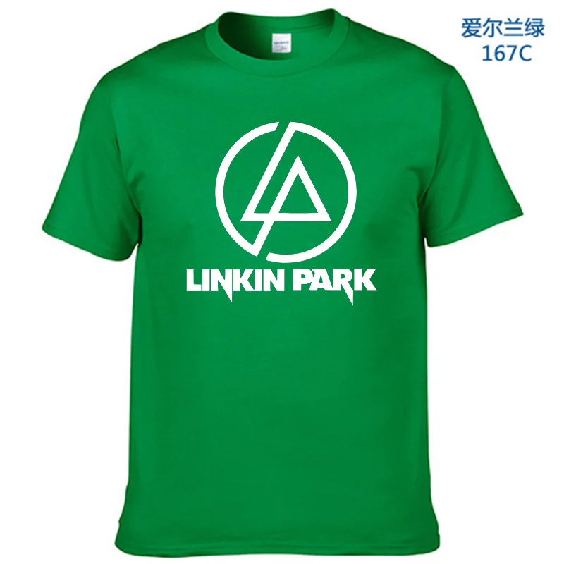 Летняя модная мужская футболка Lincoln LINKIN Park, хлопковая брендовая одежда Linkin, короткие топы, футболки - Цвет: Green-W