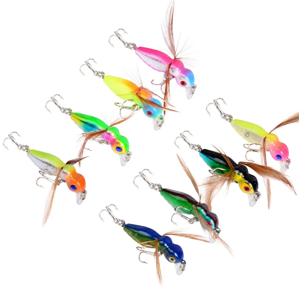 8PCS Fishing Fish Bass Fly Flying Iinsect Bee Minnow lure hook baits 4.5cm3.6g Free shipping