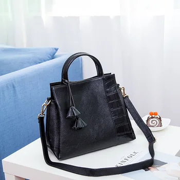 

9302-D European and American New Fashion women's handbag Cowhide Leather Soft Leather shoulder Bag Crossbody Embossed Bag