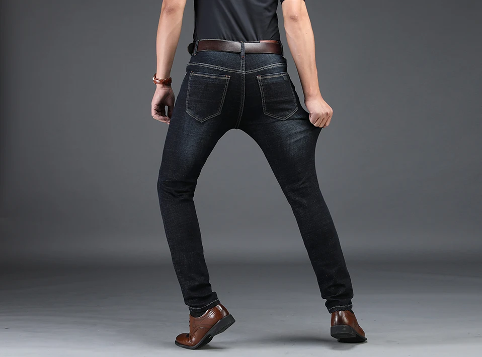 NIGRITY бренд новые мужские Модные джинсы деловые повседневные Стрейчевые узкие джинсы классические брюки джинсовые брюки мужские большие размеры 29-42