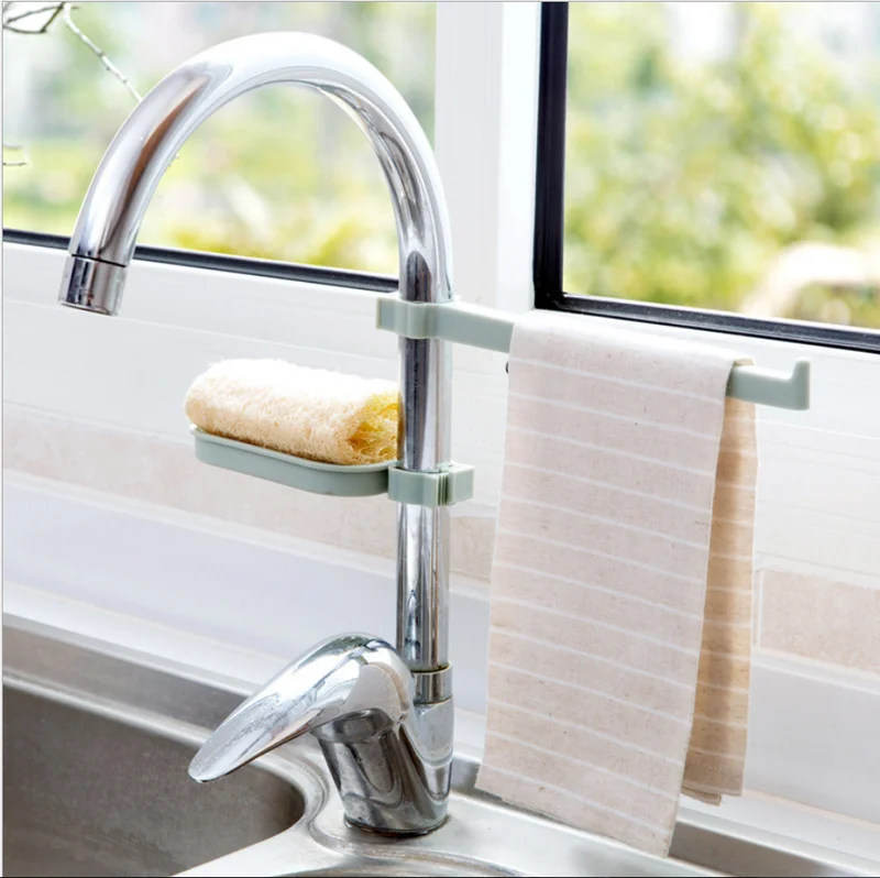 

Hot Sink Hanging Storage Rack Storage Holder Sponge Bathroom Kitchen Faucet Clip Dish Cloth Clip Shelf Drain Dry Towel Organizer