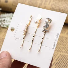 3 шт./компл. для маленьких девочек металлические жемчужные Заколки для волос для Для женщин с украшением в виде кристаллов шпильки со стразами заколка для волос Средства для укладки волос заколка для волос