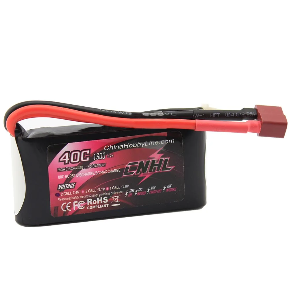 CNHL LI PO 1300mAh 7 4V 40C Max 80C 2S Lipo Battery Pack for RC Hobby
