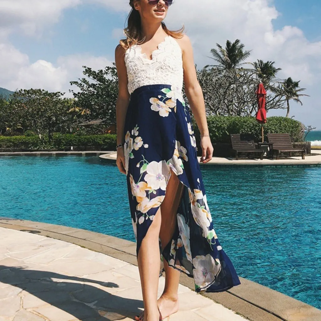 

ISHOWTIENDA Pregnancy Dress Sleeveless Sexy Dress Suspender Floral Print Dress Pregnancy Sundress Summer Dress 2019