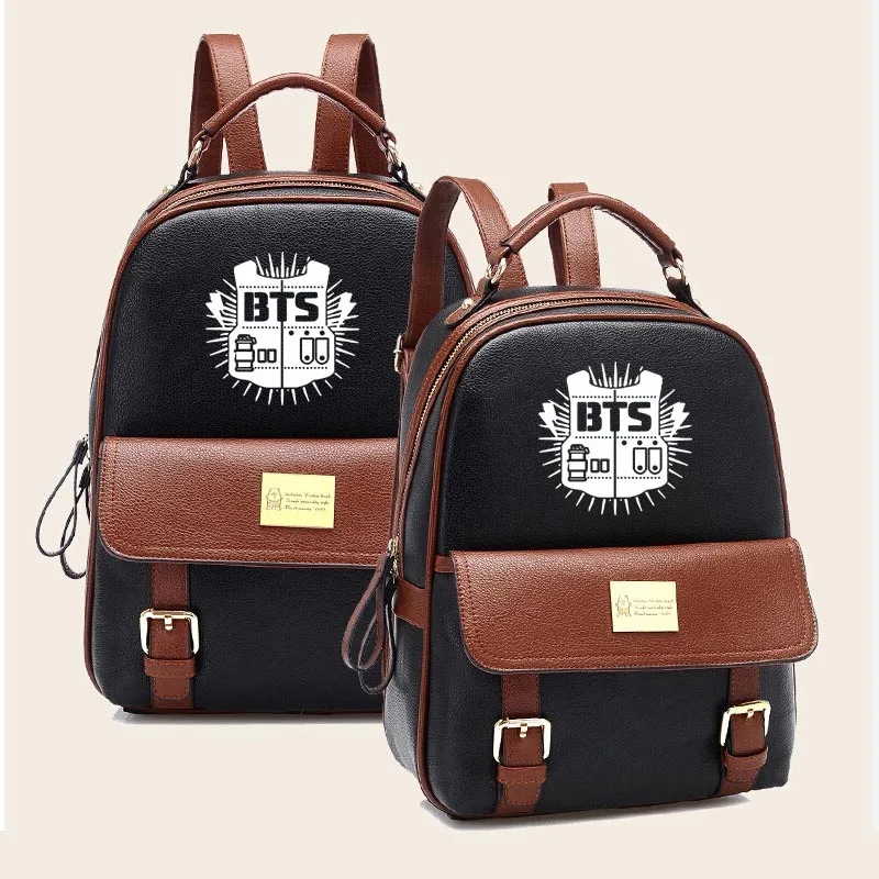 Women BTS Backpack High Quality Youth Leather Backpacks for Teens Girls