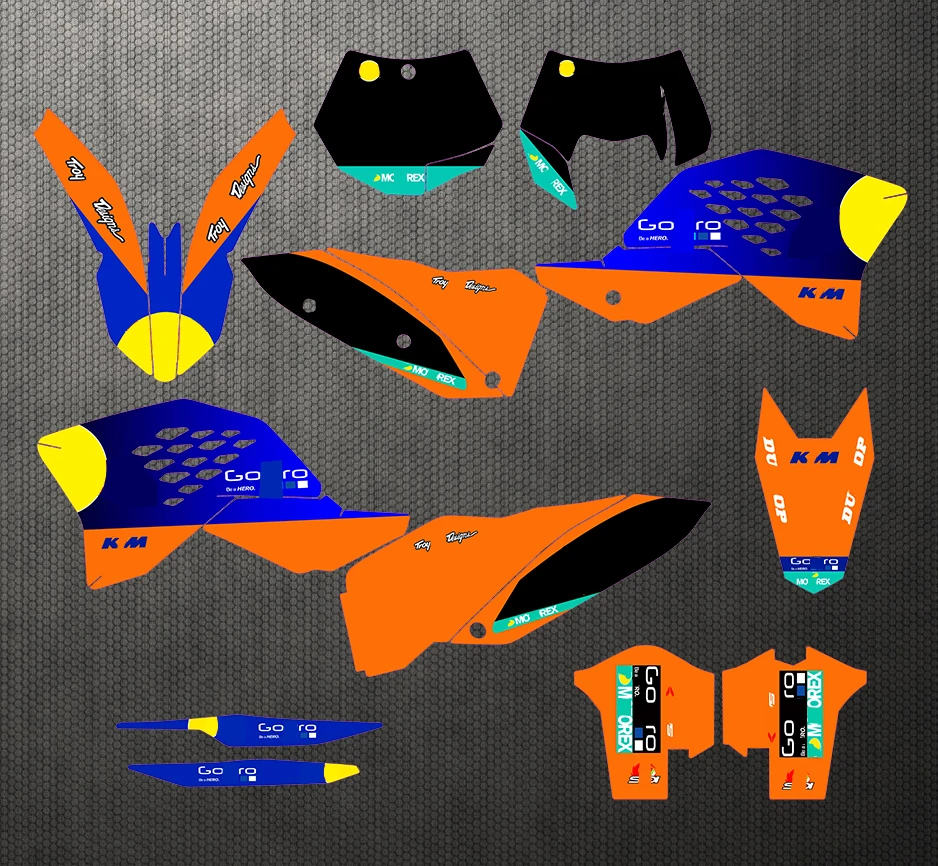 

Motorcycle For KTM EXC EXCF 2008 - 2011 SX SX-F SXF 2007-2010 Team Full set Sticker Kit Customized Number Backgrounds Decals