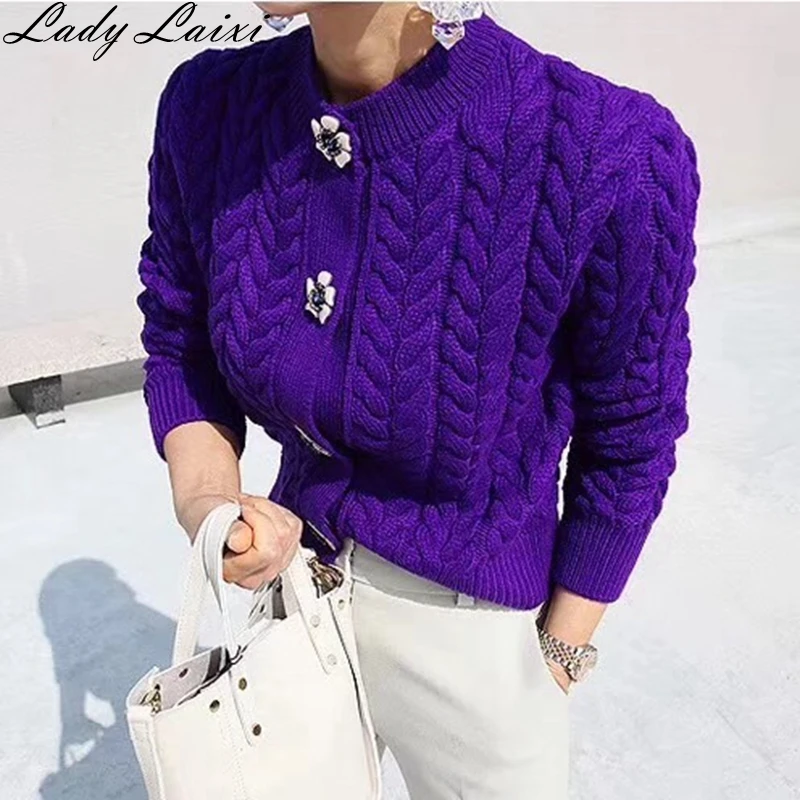 

2019 Autumn Single Breasted Cardigans Wool Cashmere Sweater Fashion Long sleeve Knitting sweater Outwear For Women