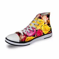 Noisydesigns кроссовки для мальчиков мужские повседневные винтажные Вулканизированная обувь с высоким берцем желтый красный розовый цветок