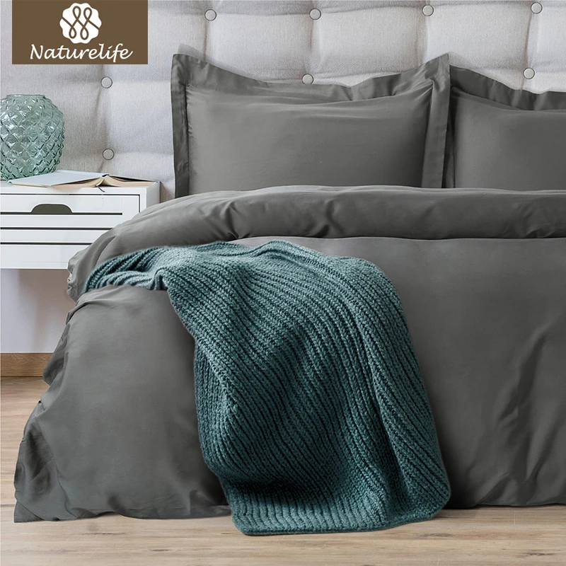

Naturelife 100% Bamboo Fiber Duvet Coverlet Hypoallergenic Breathable Bedding Set 3pcs Wrinkle Resistant Comforter Quilt Set