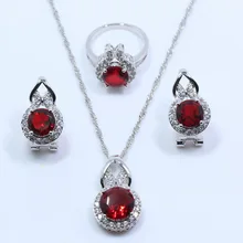 Гранат из родолита 925 пробы серебра, свадебный набор украшений для женщин, серьги, кольцо, кулон, ожерелье T109