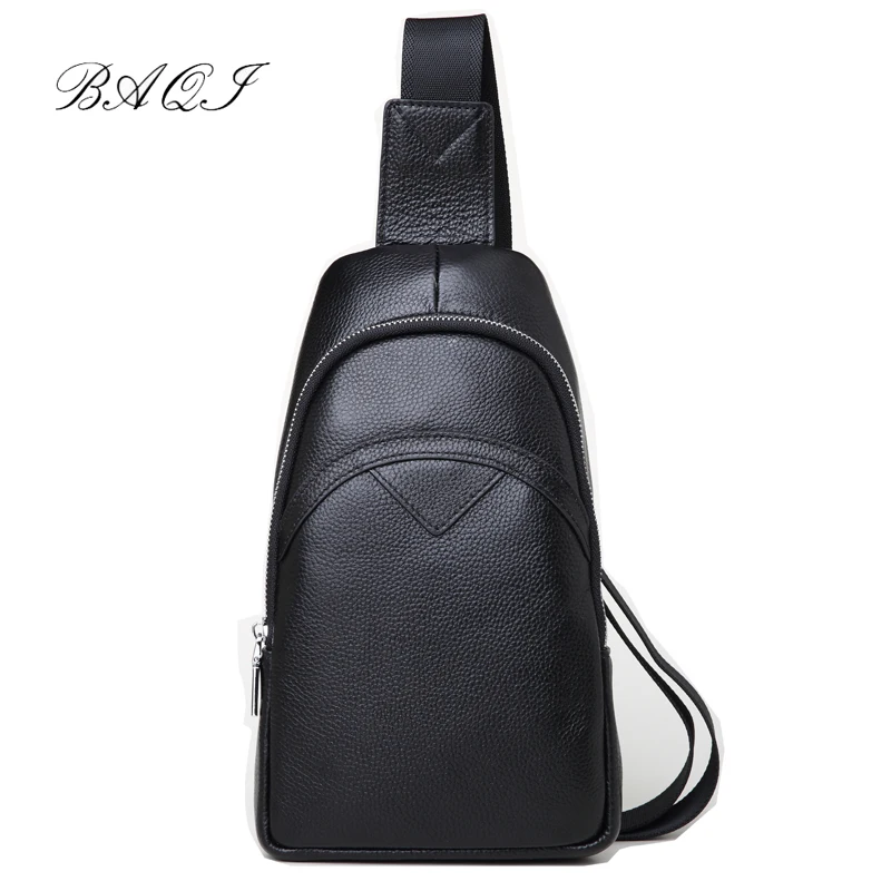 

BAQI Men's Crossbody Bag Chest Bag Designer Men Messenger bag Cow Leather Shoulder Bag Men Package 2019 Fashion Back pack Travel