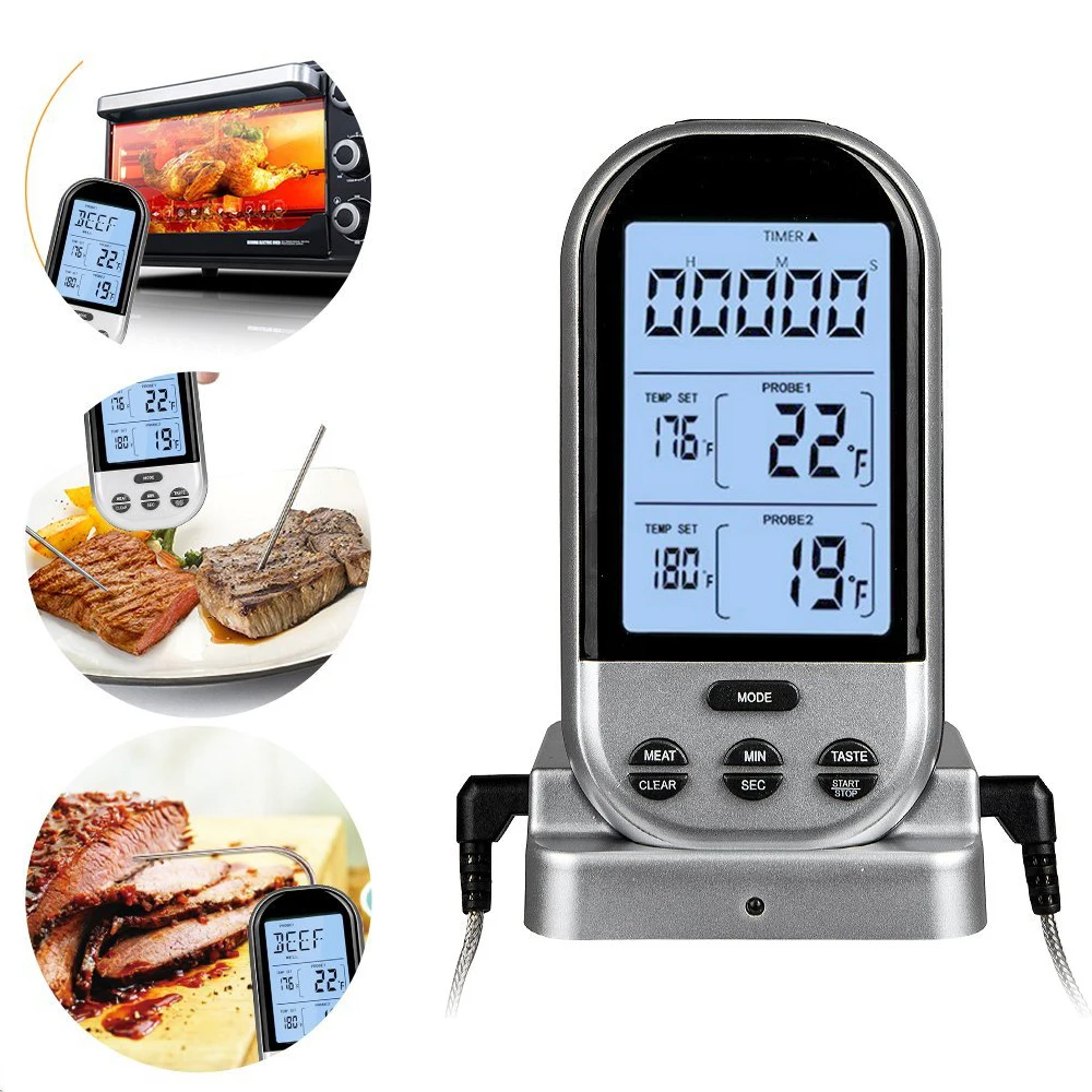 Digital LCD Thermometer Household BBQ Wireless Remote Thermometer With Waterproof Probe For Kitchen Food Meat Oven Girll Digital LCD Thermometer Household BBQ Wireless Remote Thermometer With Waterproof Probe For Kitchen Food Meat Oven Girll