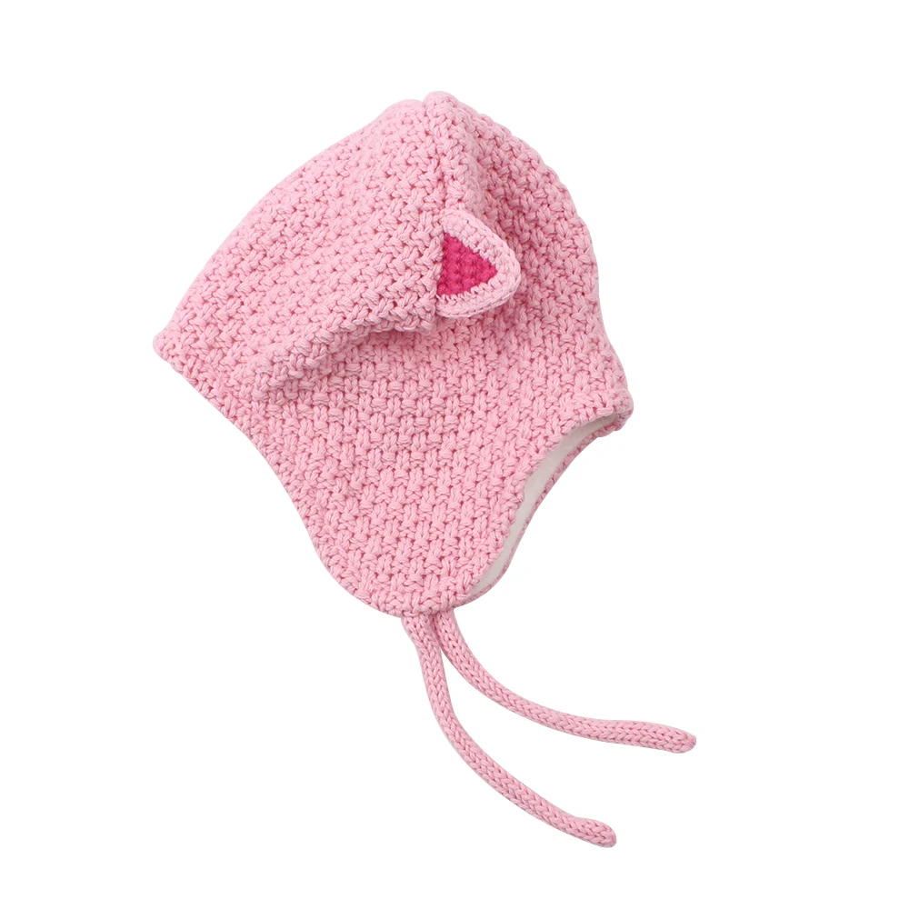 Knitted Warm Baby Beanie Hat Handmade Crochet Baby Beanie Cute Ear Protect Windproof Girls Hat Autumn Boys Beanie With Bear Ears (27)