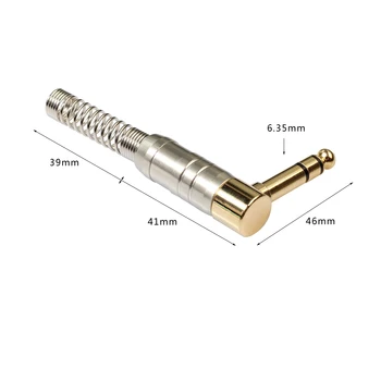 

REXUS Gold plated 90 degrees 6.35MM Jack Male Plug Stereo Connector for Microphone 1pcs 2pcs 10pcs