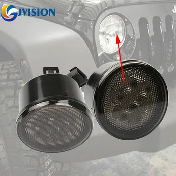 

Pair Smoke Lens Turn singal Light Assembly & Amber Front LED Turn Lamp for 2007-2016 Jeep Wrangler JK Side Marker Parking Lights