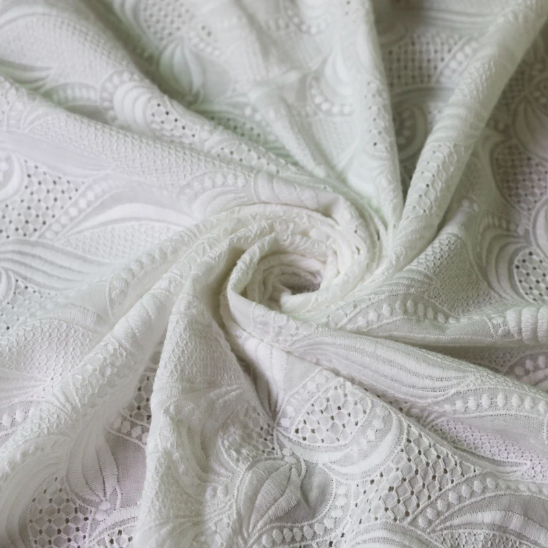 Натуральный белый хлопок вышивка гипюр кружевная ткань 1 ярд* 132 см