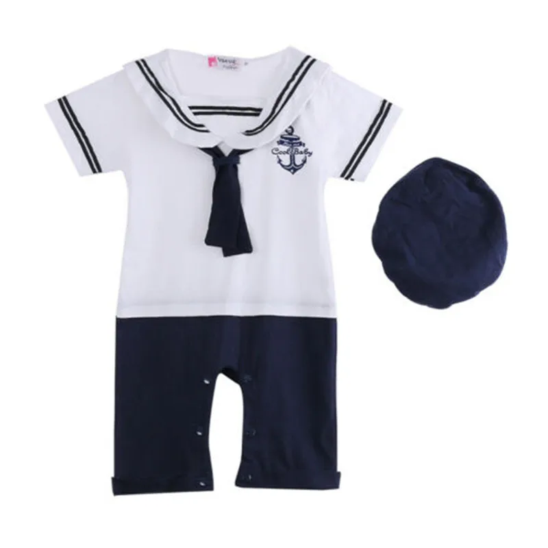 2 шт одежда для малышей для мальчиков матросский костюм Капитан комплект одежды комбинезон+ шляпа Oufits спортивный костюм боди наряды комбинезон одежда