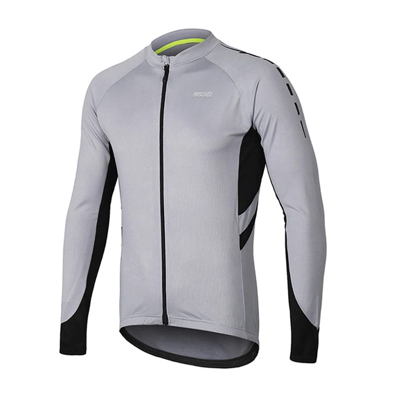 Gray Long Sleeves Для мужчин Велоспорт спортивный свитер с длинным рукавом Джерси велосипед велосипедная одежда быстросохнущая велосипедная Спортивная одежда на весну, лето, осень - Цвет: Gray Long Sleeves