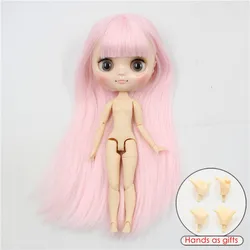 Blythe - Inspired Pink - Haired Middie Doll with Bangs - 20cm Kawaii Anime Toy - 20cm (Nude doll)