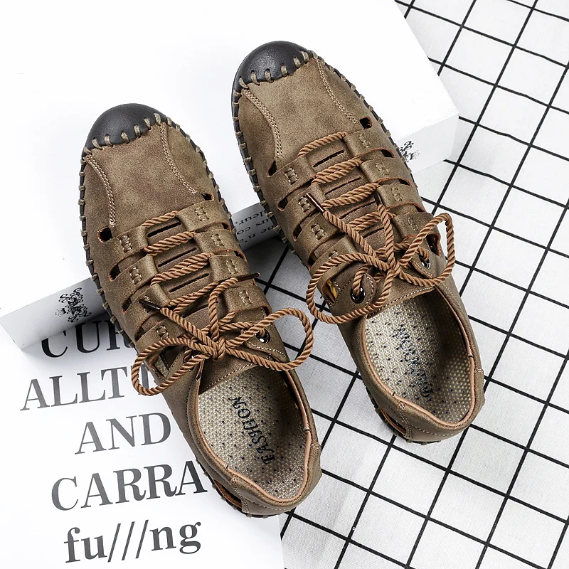 Hole Shoes Male Sandals Genuine Leather Crocse Clogs Mens Shoes Sandalias Hombre Sandles Sandalet Summer Croc Sandali New 2019
