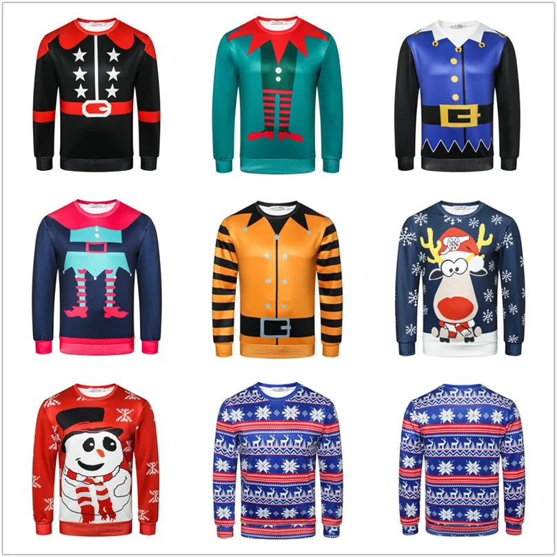 

New Cartoon Christmas Series Elf Snowman 3D Printed Sweater Sweater Sweatshirt Mens Tracksuit Sweat Coat Casual Sportswear