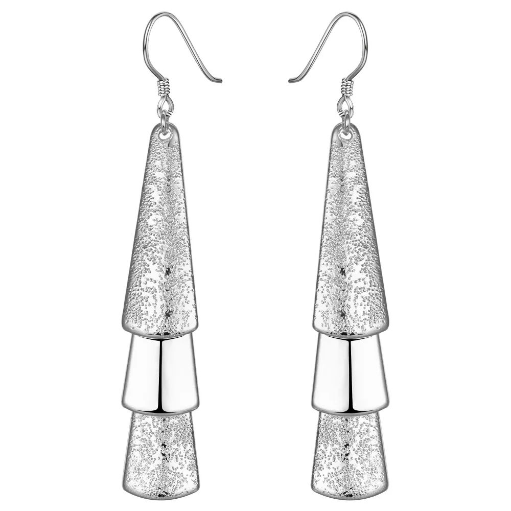 Triple Pieces Earrings Pretty Silver Plated For Women Wholesale Free Shipping 925 Charm Christmas Fashion Jewelry E015 | Украшения и