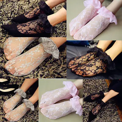 

2018 Fashion Women Floral Lace Ruffle Lacework Frilly Trim Embroidered Soft Short Ankle Socks new