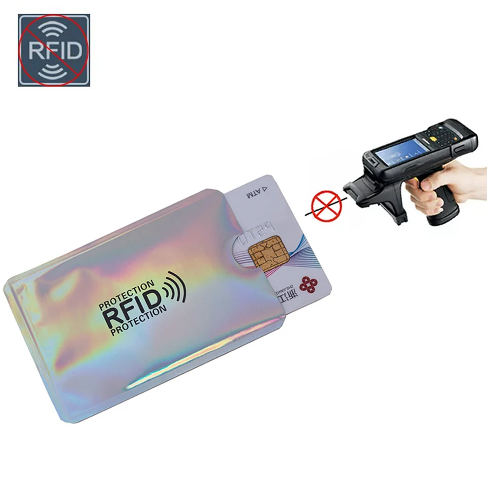 ليزر فضي الألومنيوم مكافحة محفظة بشريحة RFID حجب قارئ قفل البنك حامل بطاقة ID البنك بطاقة حالة الأعمال حماية المعادن الائتمان