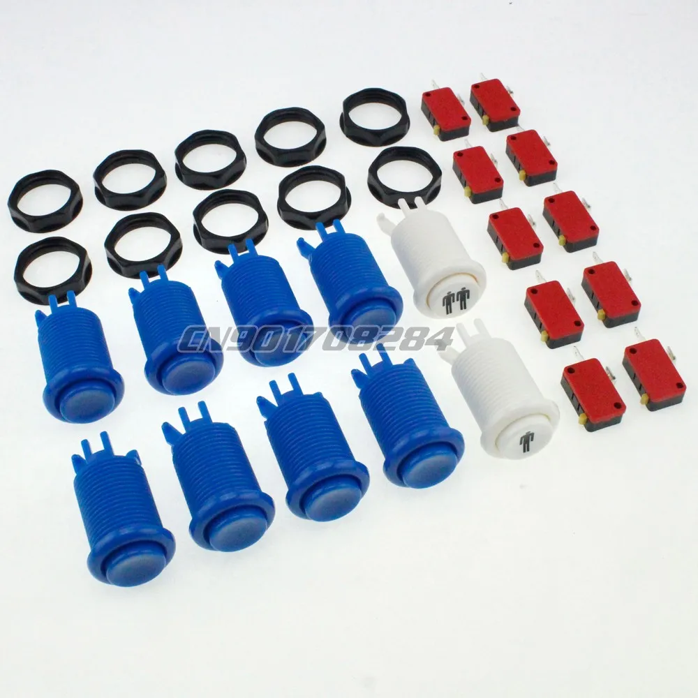 

8x New 30mm Happ Style Push Buttons + 2 Player Button With Micro Switch For Arcade Diy Kit Parts Mame Games #Blue