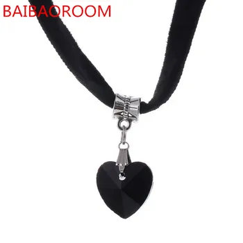 

10pcs 6 Colors Simple Heart Necklaces & Pendants Lace Chokers Necklaces Maxi Steampunk collares bib Bar Necklace collier boheme