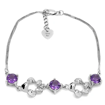 

New Arrival Rushed Qi Xuan_Free Shipping Purple Stone Elegant Bracelets_S925 Solid Silver Bracelets_Manufacturer Directly Sales