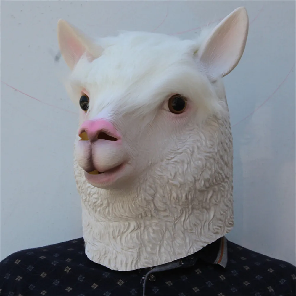 

Cosplay Halloween Carnival Party Mask Alpaca Head Set Sheep Mask Adult Latex Animal Mask Props
