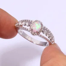 Bamos винтажные обручальные кольца из серебра 925 пробы для женщин Овальный Белый огненный опал обручальное кольцо уникальное богемное ювелирное изделие лучший подарок