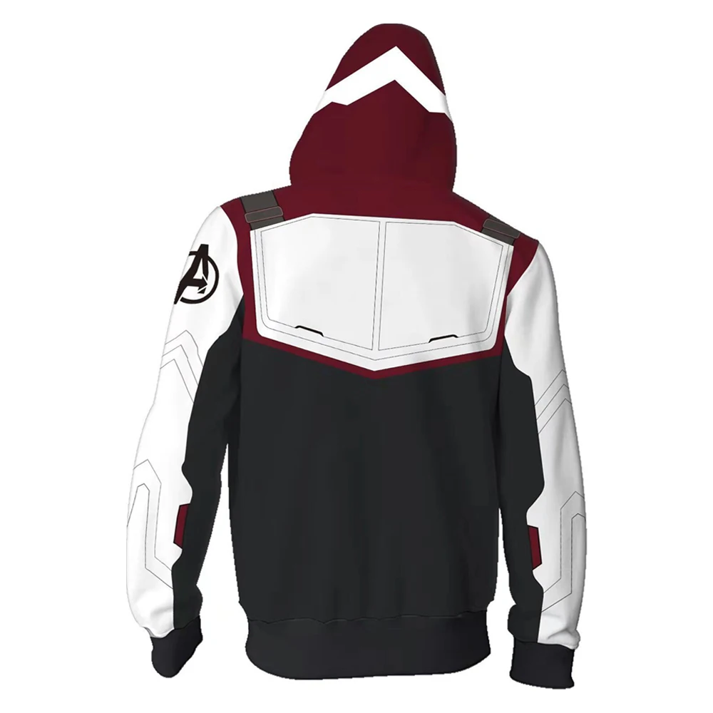 Avenger's Endgame Hoodie Quantum Realm Suit 3D Print Zip Up Jacket Sweatshirt For Adults