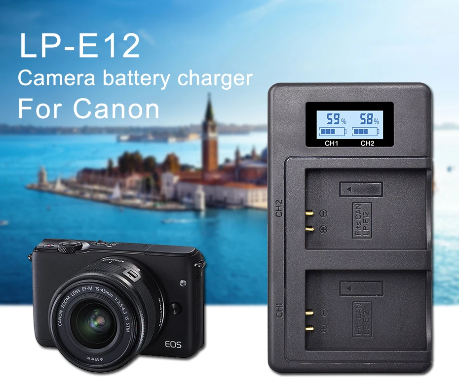 PALO Быстрая зарядка lcd USB smart LP E12 зарядное устройство для LPE12 LP-E12 батарея Canon EOS M M10 M50 M100 100D Kiss X7 SL1 камера