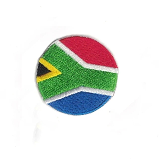 Round Shape Embroidered south africa Flag Iron On Patches