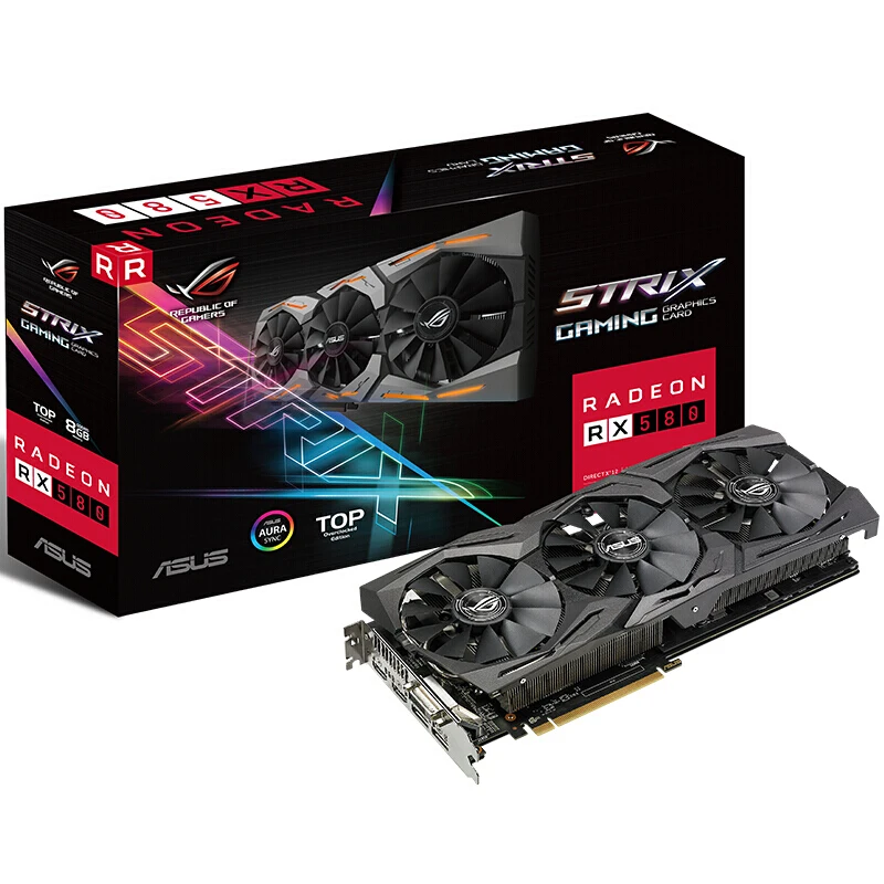 ASUS STRIX-RX580-T8G-GAMING Raptor высокочастотная игровая графика используется как новая