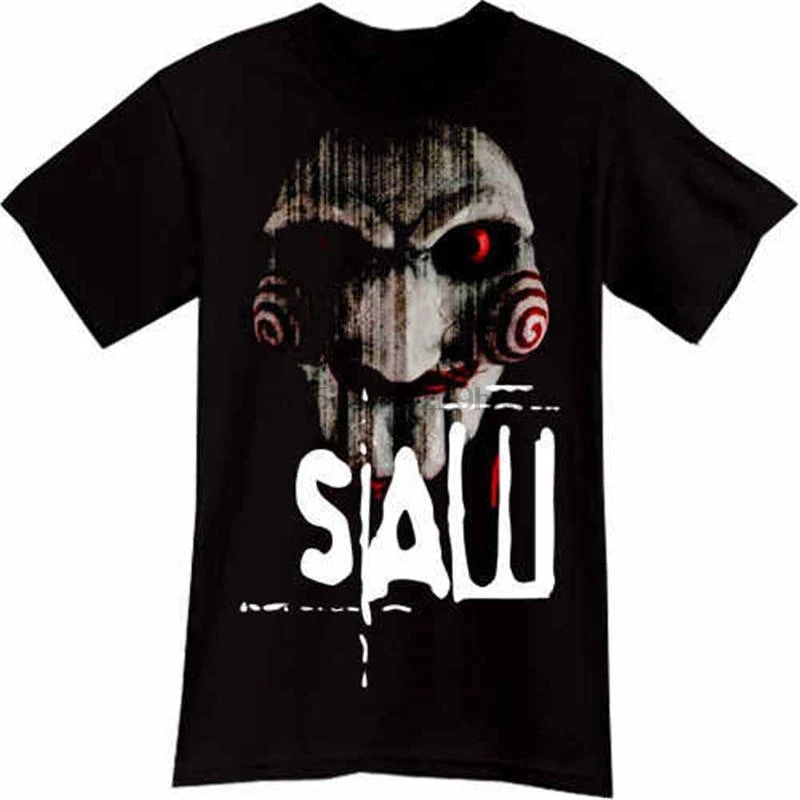 

Basic Models Short Sleeve Men Saw Jigsaw Horror Regular Crew Neck Tee Shirt