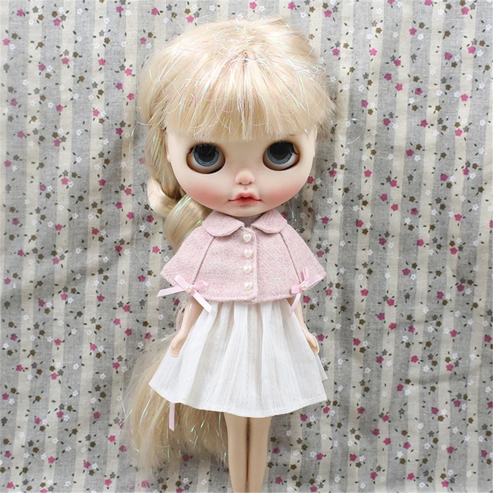 Одежда для 1/6 Blyth ICY BJD кукла 2 шт. белое платье и розовая мантель милый стиль