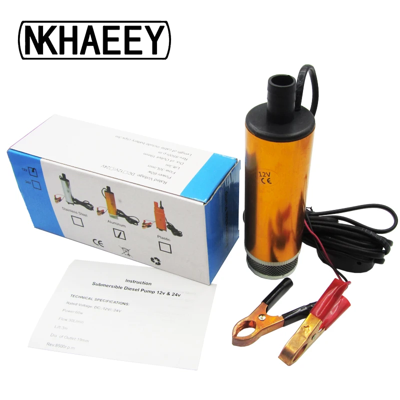 

51MM DC 12V 24V Car Electric Submersible Oil Pump Diameter Motor Suction Oil Water Disel Fuel Transfer Pump