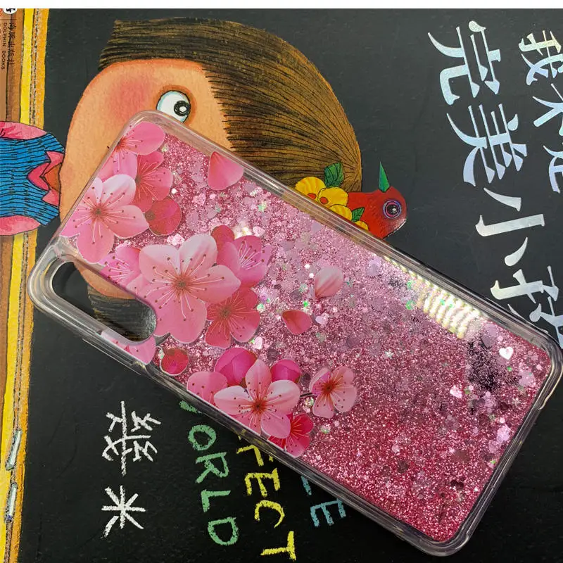 Flamingo Flower Bling Glitter Liquid Clear Soft Case Cover on sfor Samsung A30 A10 A20 A50 M10 M20 M30 A6 A8 A9S A7 2018 Coque   (8)