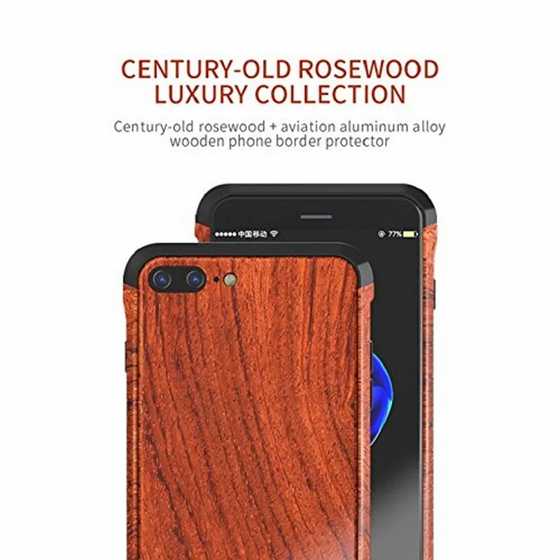 Portefeuille For iPhone 7 Wood Metal Case Aluminium Alloy Protective Bumper Case for Apple iPhone 8 Plus 6 6S Frame Accessories (9)