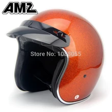 Amz open face casco de la motocicleta/increíble para halley moda vintage fresco popular jet fibra de vidrio casco aprobado por el dot