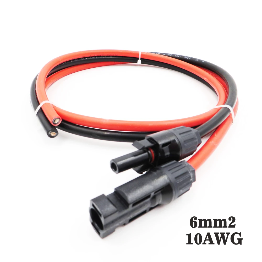 

1Pairs x 1m 2m 3m 5m 10m 10AWG MC4 Connector male female Extension Connect branch red black extend 6mm2 extend cable MC4 plug